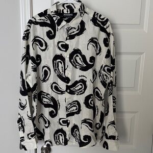 Jacquemus Black & White Paisley-Print Button-Down Shirt
